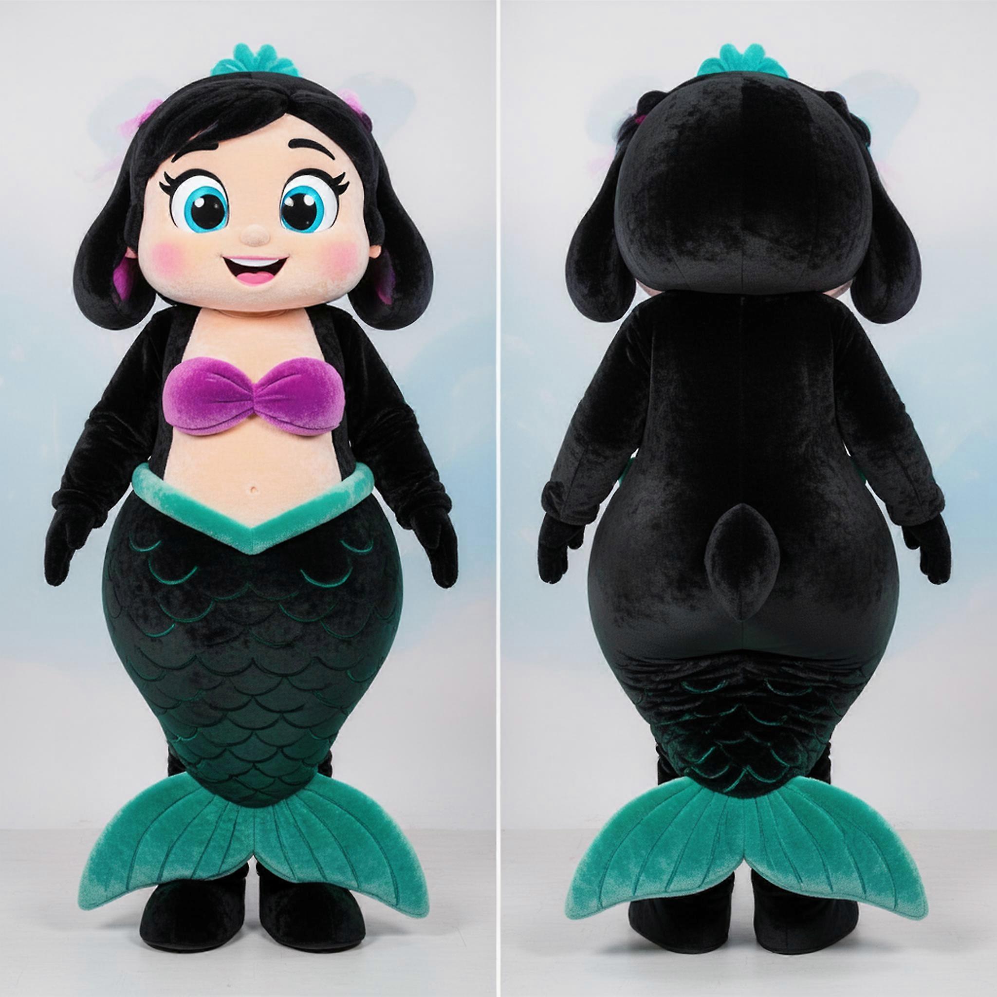 MASTICOT Ebony Black Rounded Mermaid Mascot