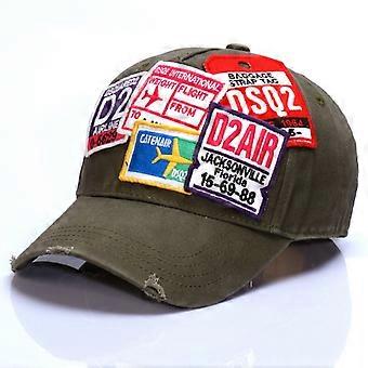 Man baseball lippis Dsqicond2 urheilulippiksen kirjonta värillinen hengittävä puuvilla snapback hattu laikullinen auringonvihreä