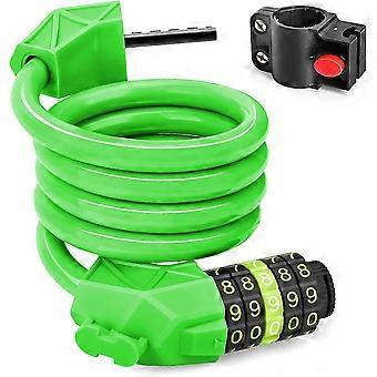 Bike Lock Combination with 5-Digit Code, Bike Locks High Security 114cm/11.2mm Cycle Lock, Bicycle Lock for Bicycle Outdoors (Green)-inst
