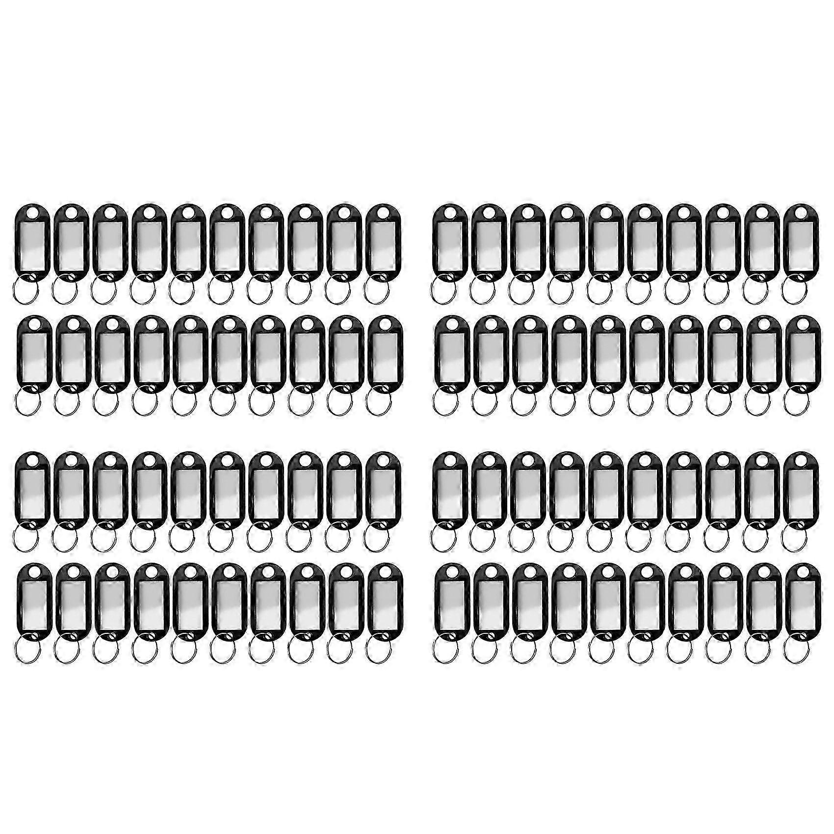 80 Pcs Assorted Key ID Label Tags Split Ring Keyring Keychain (Black)