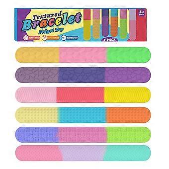 Textured silicone slap bracelet for adults, suitable for children, to relieve stress, anxiety, and autism (rainbow design, includes color box)888