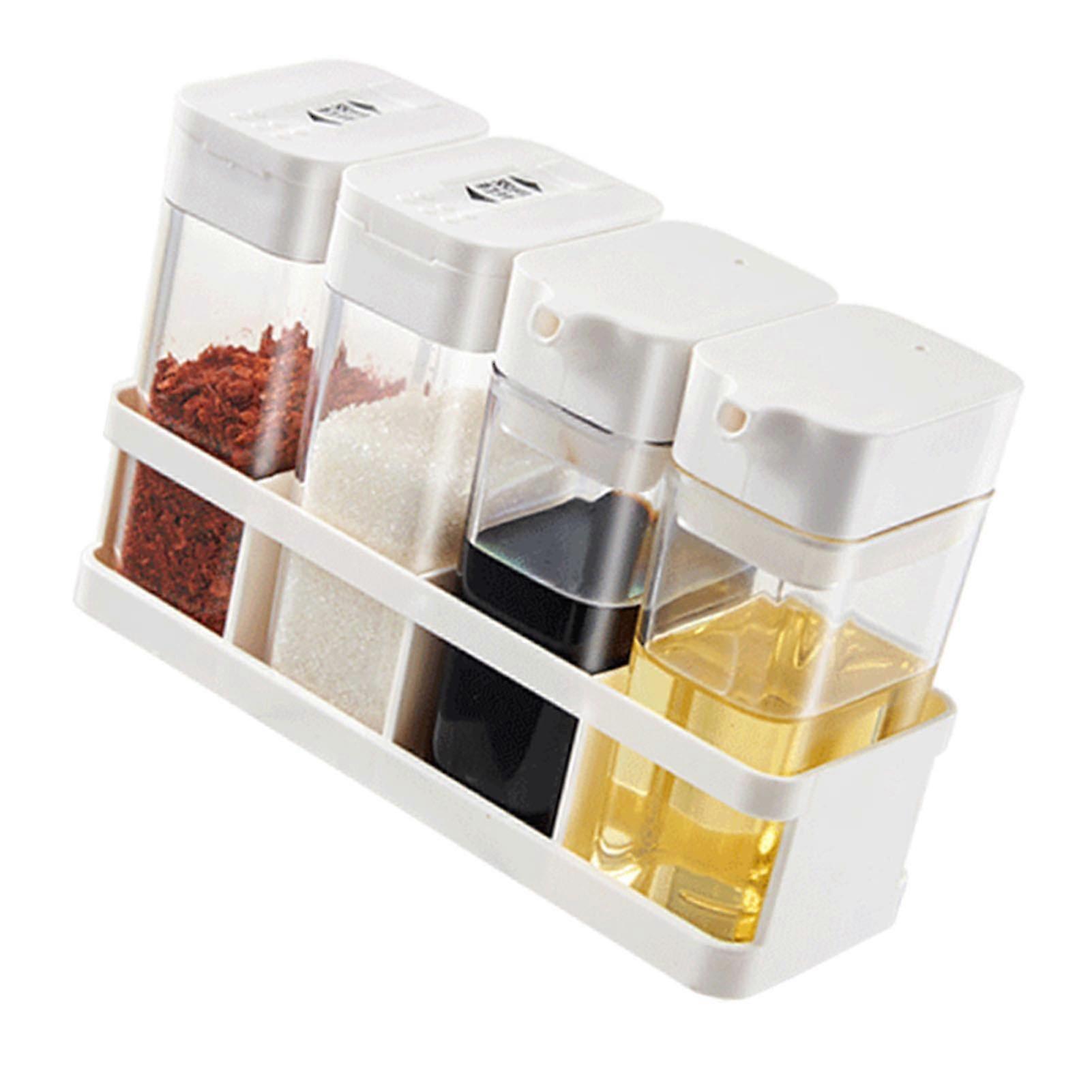 Multifunctional 4-Grid Condiment Organizer Plastic