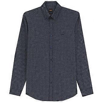 Men's Hugo Boss Casual Hugo Boss Men's Navy Check Ricket Long Sleeved Shirt