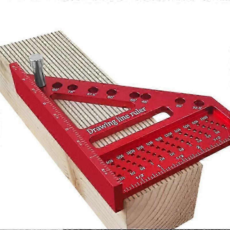 Multi-Angle Measuring Ruler W/ Dowel Woodworking Square Protractor Miter Triangle Ruler High Precision Layout Tool A