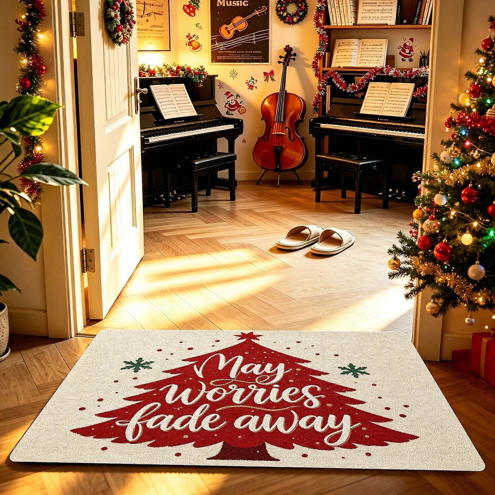 Floor Mat with a Print Featuring Christmas tree