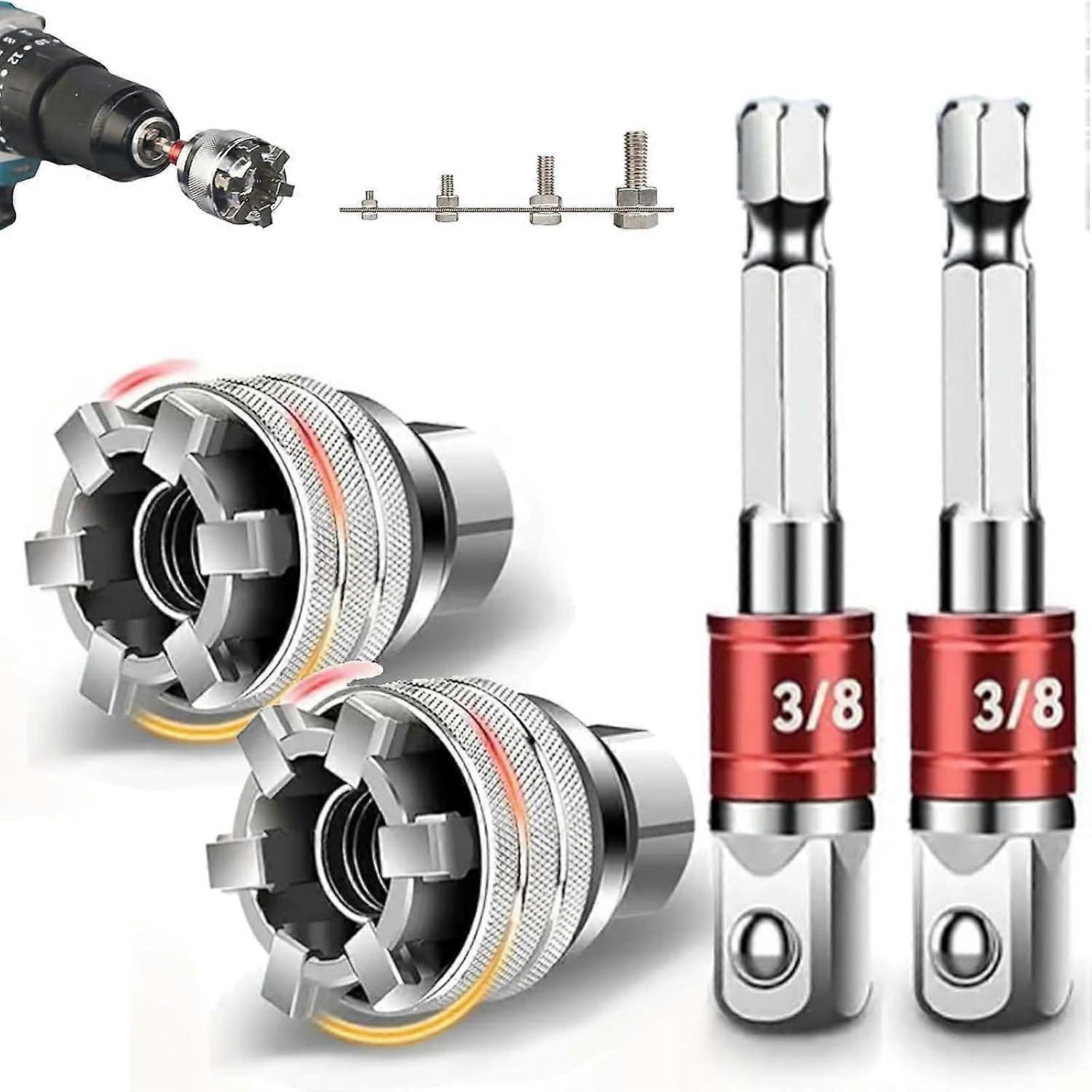 New 2 Sets Adjustable Universal Socket Wrench Tool Set - Multi-Function 10mm-19mm Universal Maintenance Socket for 3/8" Drive Ratchet, Torque