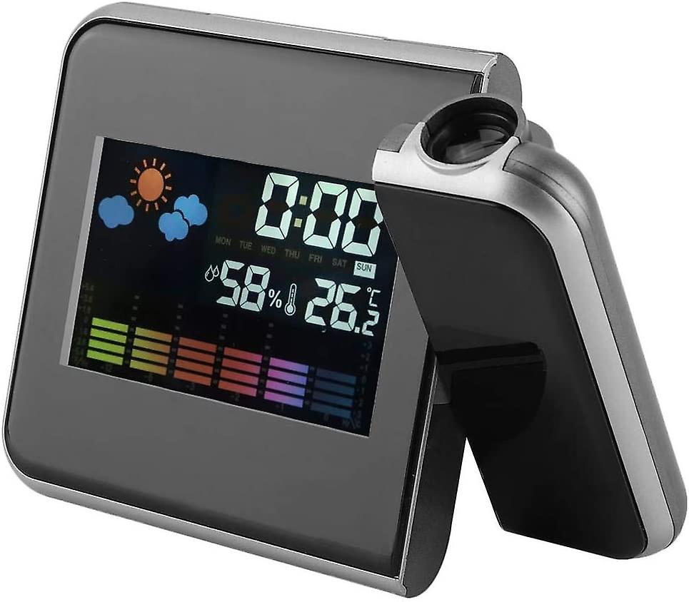 Led Weather Projector, Projection Alarm Clock, Durable Projection Function Led For Bedroom Home(black), Projection Clock Luminous Mute Desk Clock