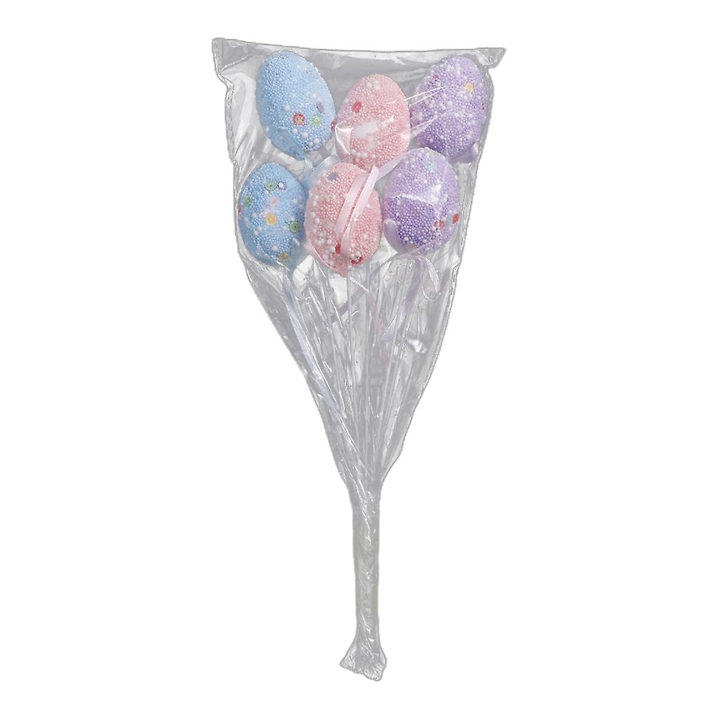  6pcs Easter Colorful Egg Stake Decorative Plug Stake Ornament Supplies
