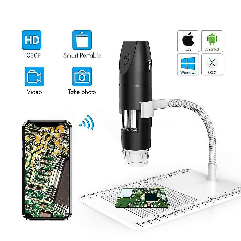 Digital Microscope Wireless Pocket Handheld Usb Microscopes, 50x-1000x Zoom Fixed Focus Hd Magnifier With Leds, Inspection Camera Compatible With Ipho