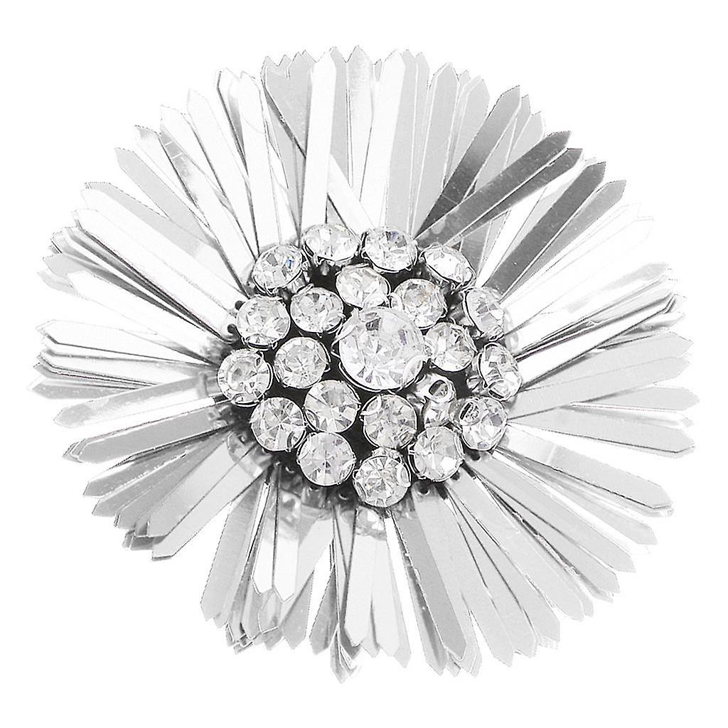 1 Piece Dandelion Flower Rhinestone Sequins Patch Sew on Applique Silver