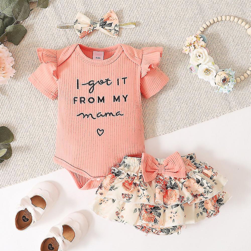 Nyfödd spädbarn baby flicka kläder romper shorts set blommiga sommarkläder söta baby kläder flicka 3st