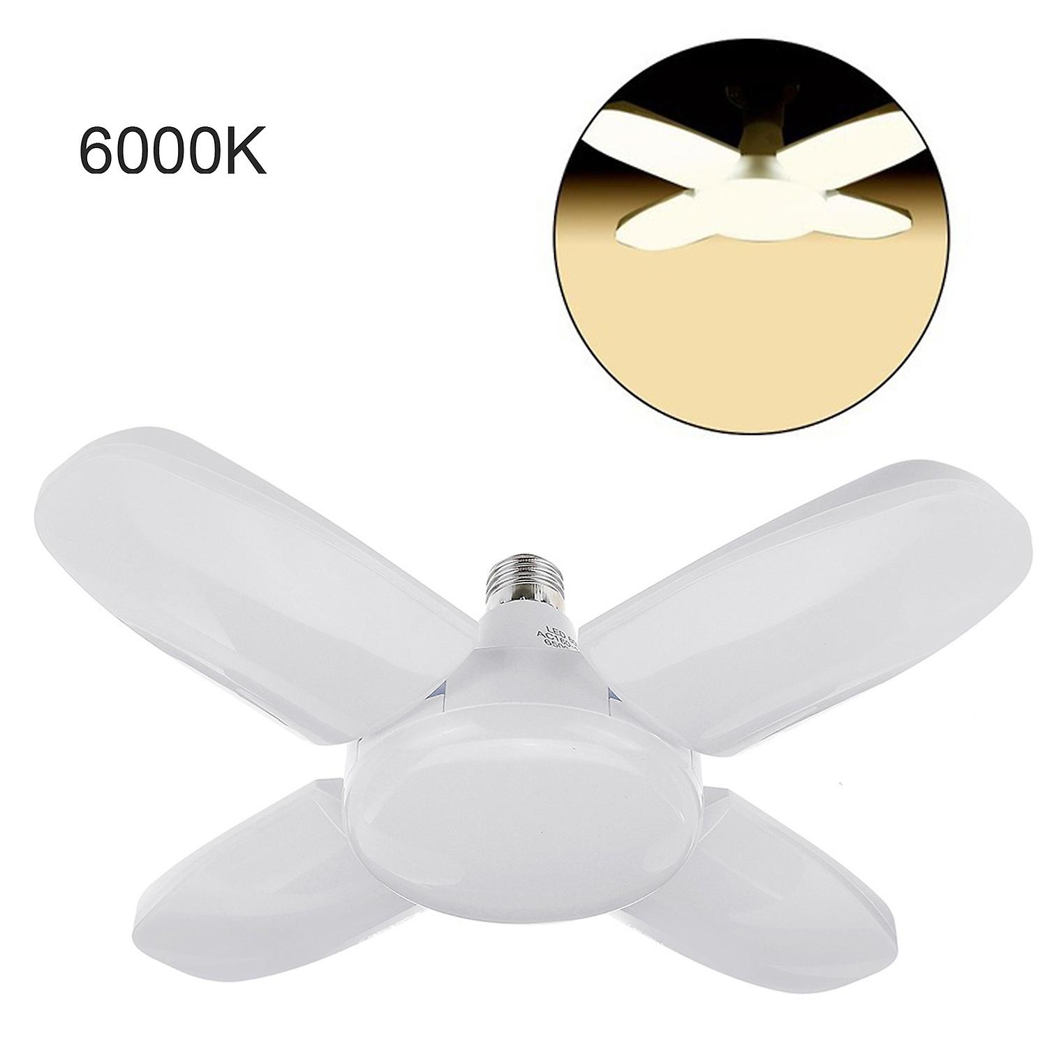 Foldable Garage Light Three-Leaf Fan Blade LED Bulb Adjustable Ceiling Lamp