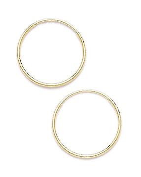 14Kイエローゴールド12mmラウンドフープピアス-女性用フープイヤリング