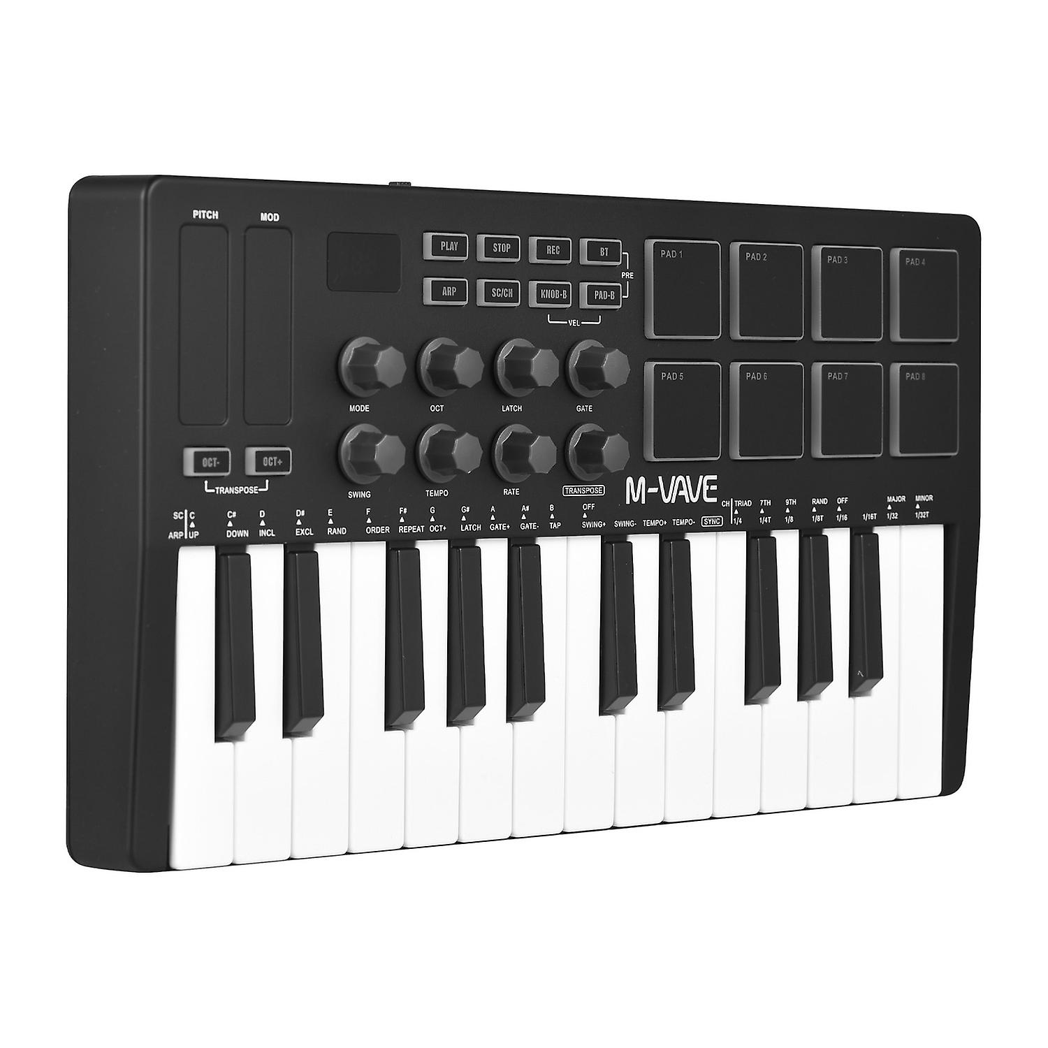 M-VAVE 25-Tasten-MIDI-Control-Keyboard Mini-Tragbares USB-Keyboard MIDI-Controller mit 25 Velocity-Sens
