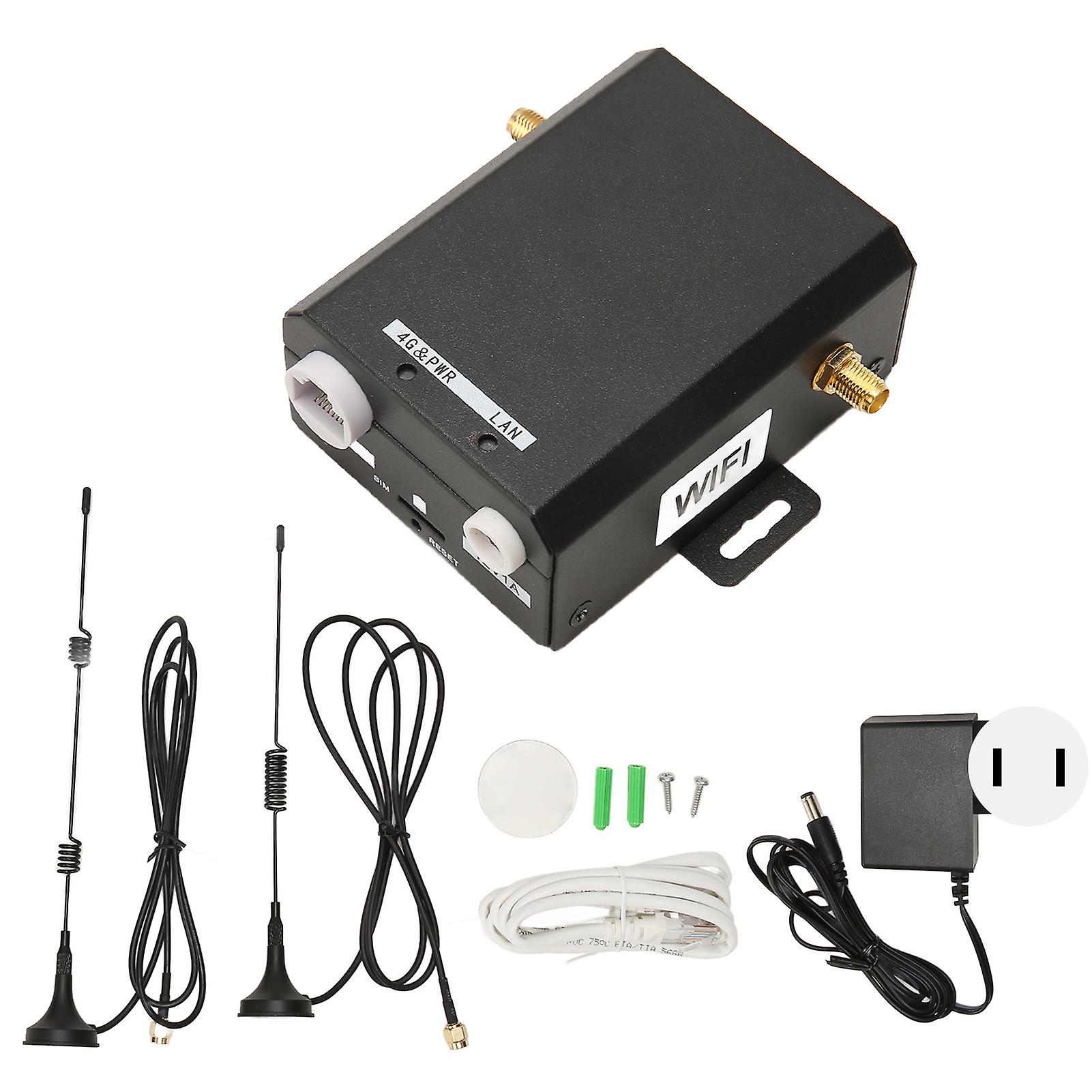 Industrial 4G LTE Router 150Mbps Nano SIM Card Slot 16 Users Metal Shell Mobile WiFi Hotspot with 2 Antennas 100‑240V US Plug