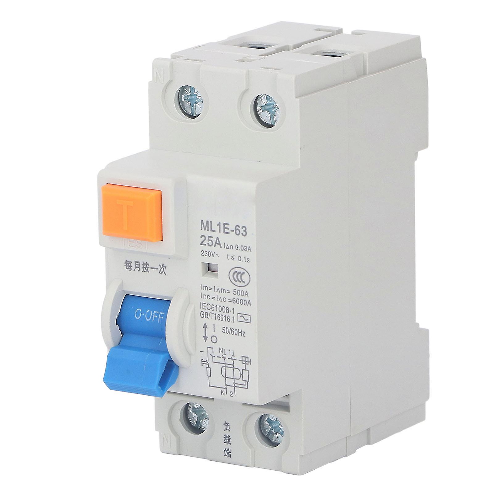 Ouitble Current Circuit Breaker Miniature Current Circuit Breaker 1P+N Leakage Protection Switch 25A 230V for Engineering Construction