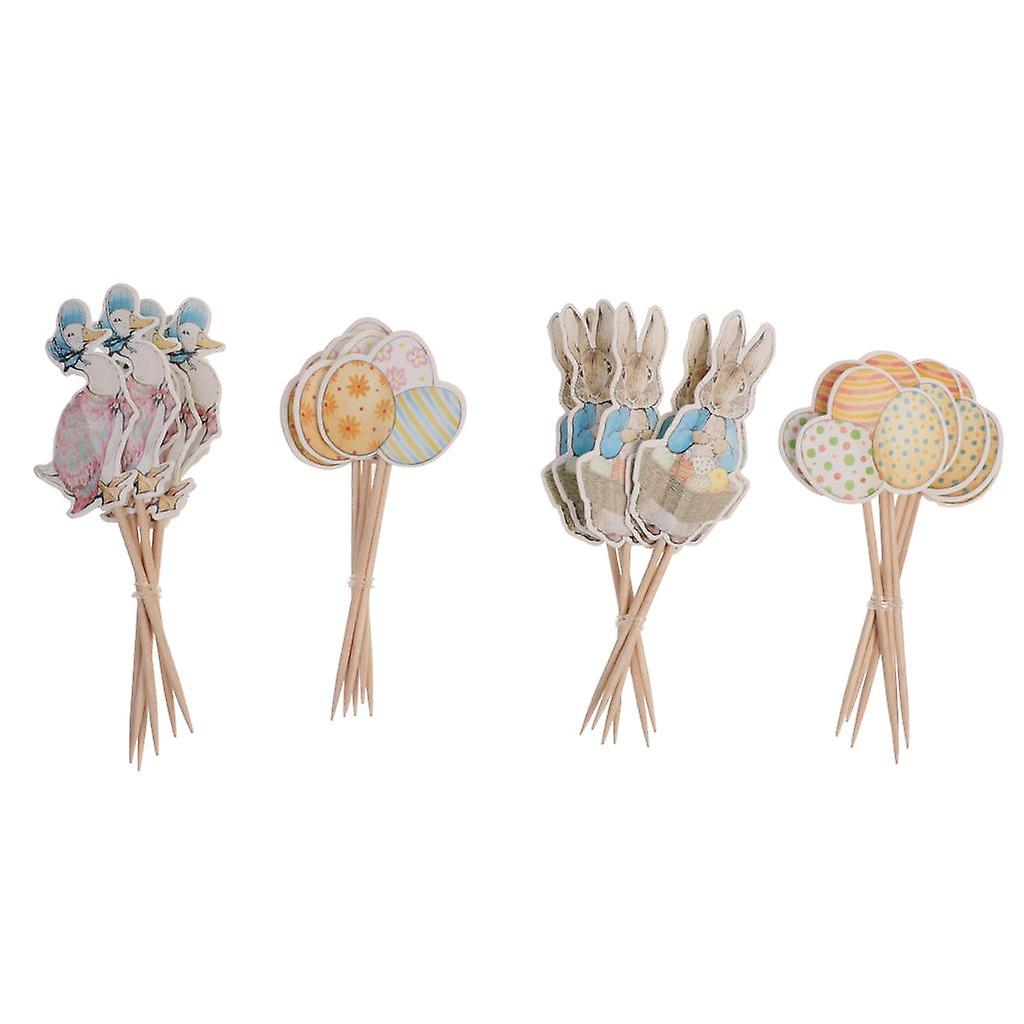Cute Duck Rabbit Egg Style Cupcake Topper Easter Festival Food Sticks Decor