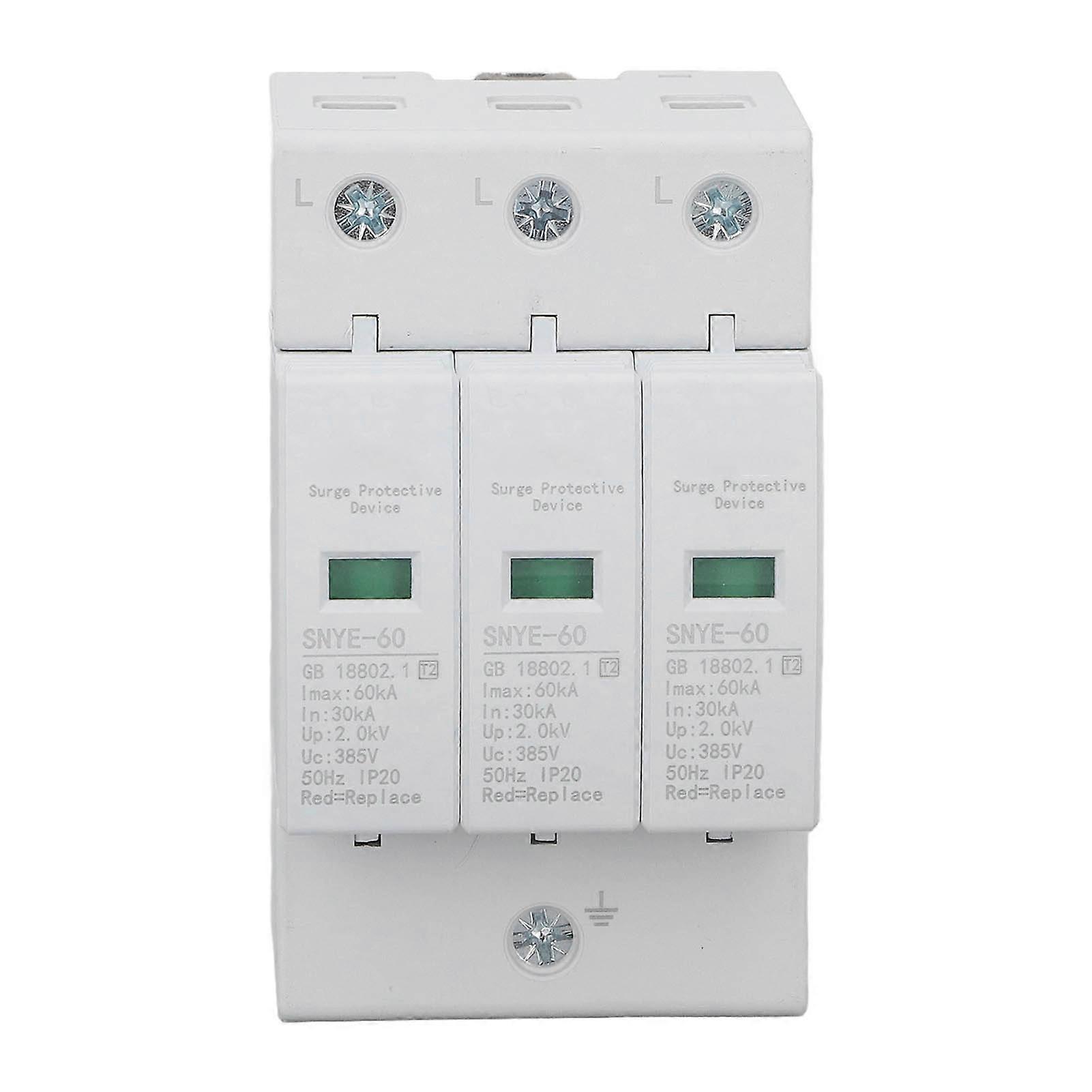 Ouitble Combiner Box Supplies Surge Protection Device Combiner Box, Distribution Box Voltage Surge Arrester 60KA 3P 385V IP20 White
