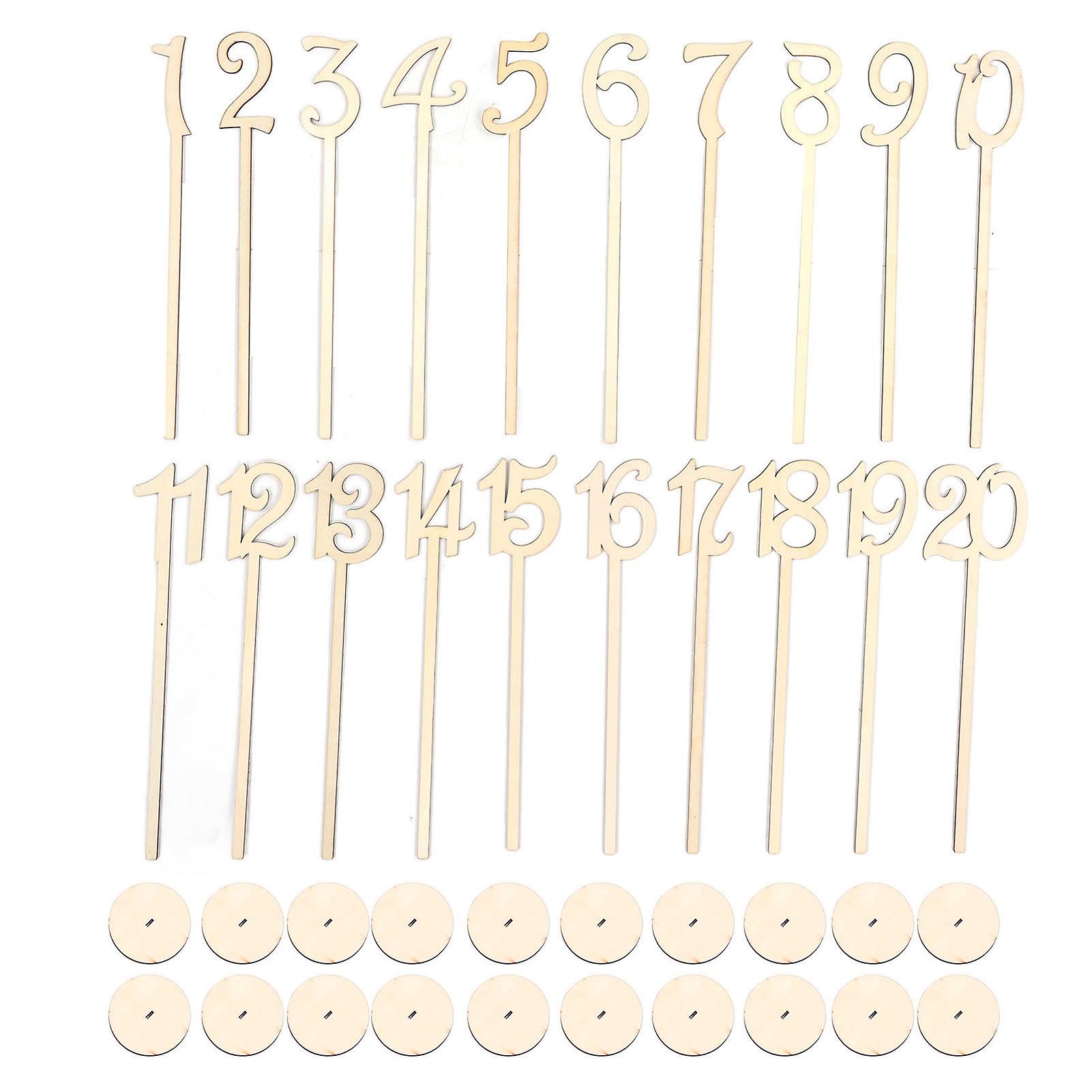 Wooden Table Numbers 1 to 20 Retro Style Poplar DIY Reusable Table Number Signs Easy Cleaning Party Decoration