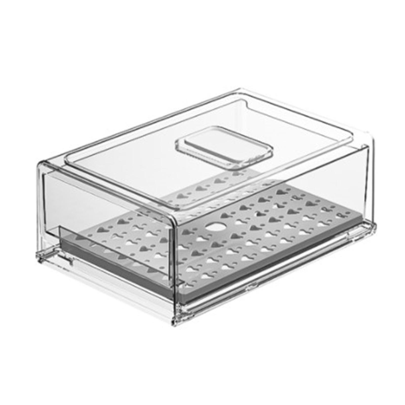 Frigorifero trasparente Scatola di stoccaggio Cassetto Design Scarico Impilamento Trasparente Frutta Verdura Organizer