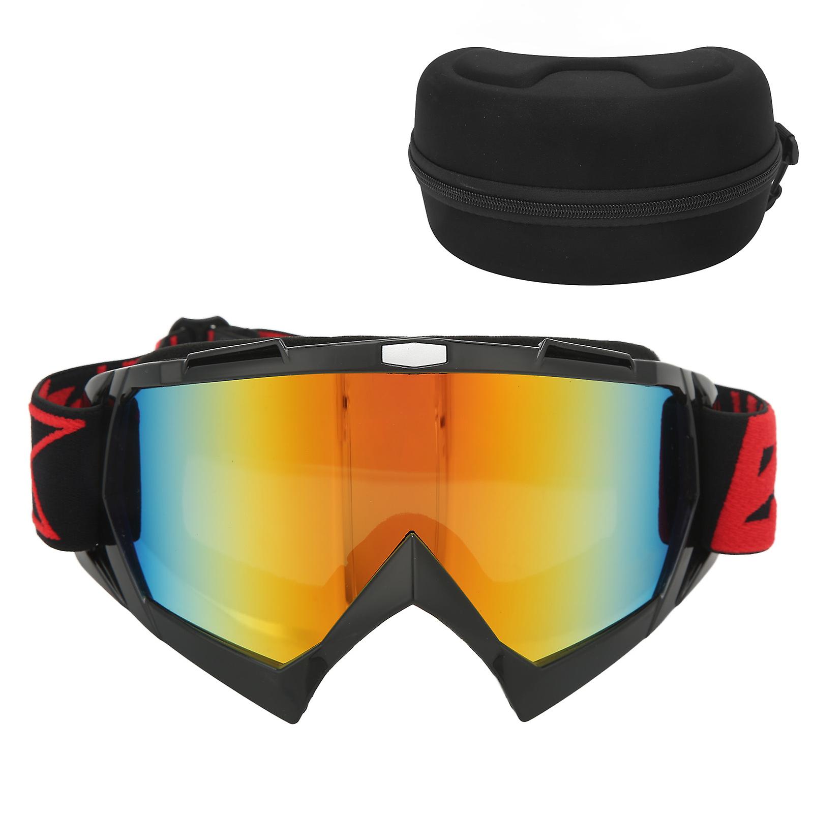 Motocross, Dirt Bike, ATV, Off-Road Riding Goggles, Anti-Slip, Shockproof, Windproof, Black Frame, Red