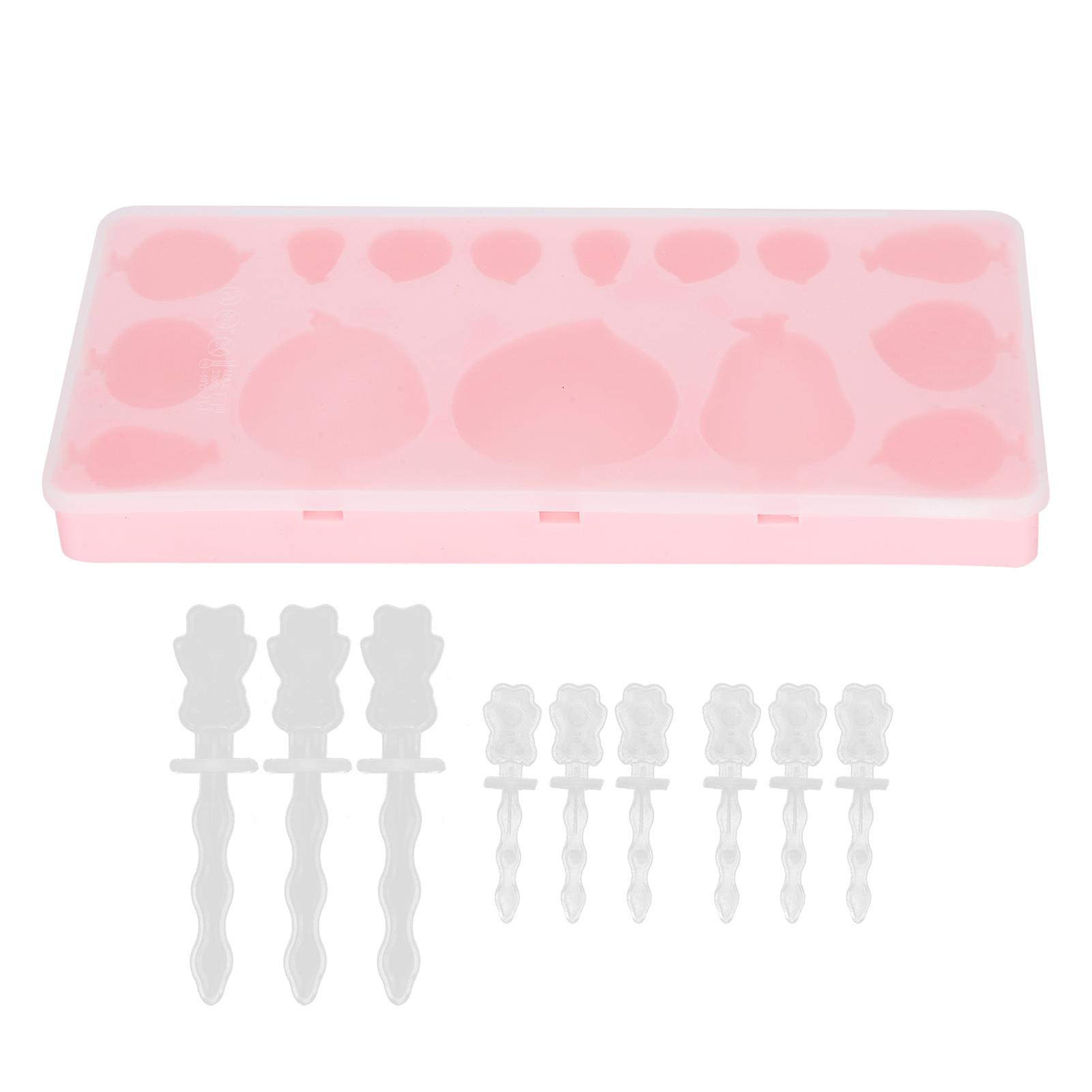 15-Grids Ice Cream Mold with Sticks Lid Reusable Silicone DIY Dessert Cheese Mold Tray
