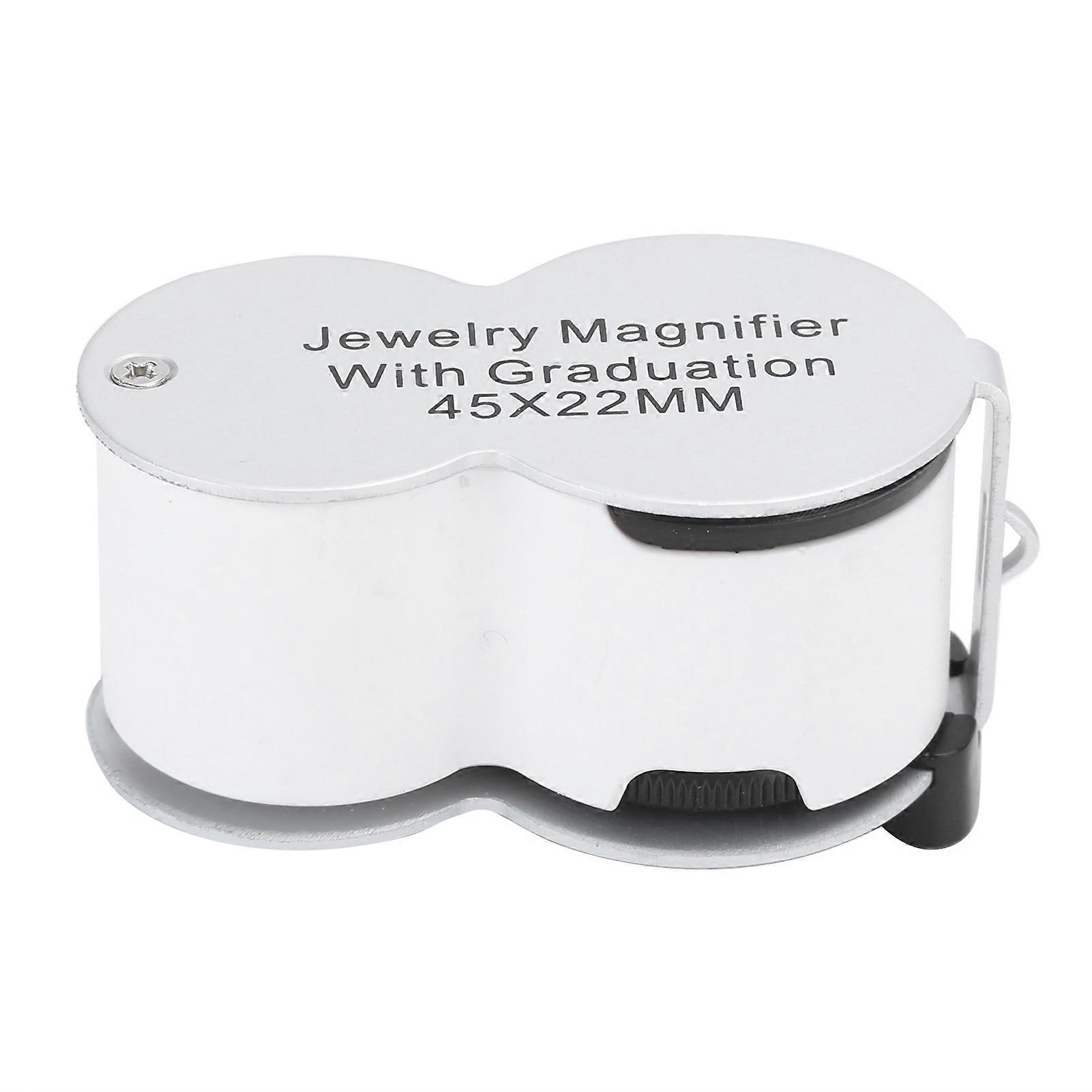 45X Jewelry Magnifying Glass Portable LED UV Light Magnifier with Scale for Currency Detection