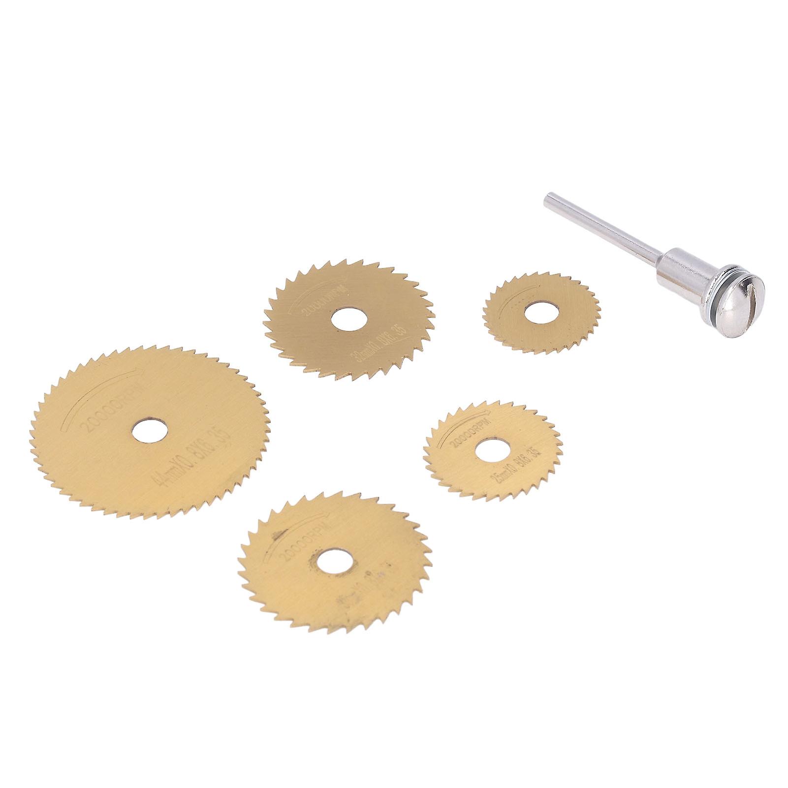 6Pcs HSS Golden Circular Saw Blades Set 22-44mm with Mandrel