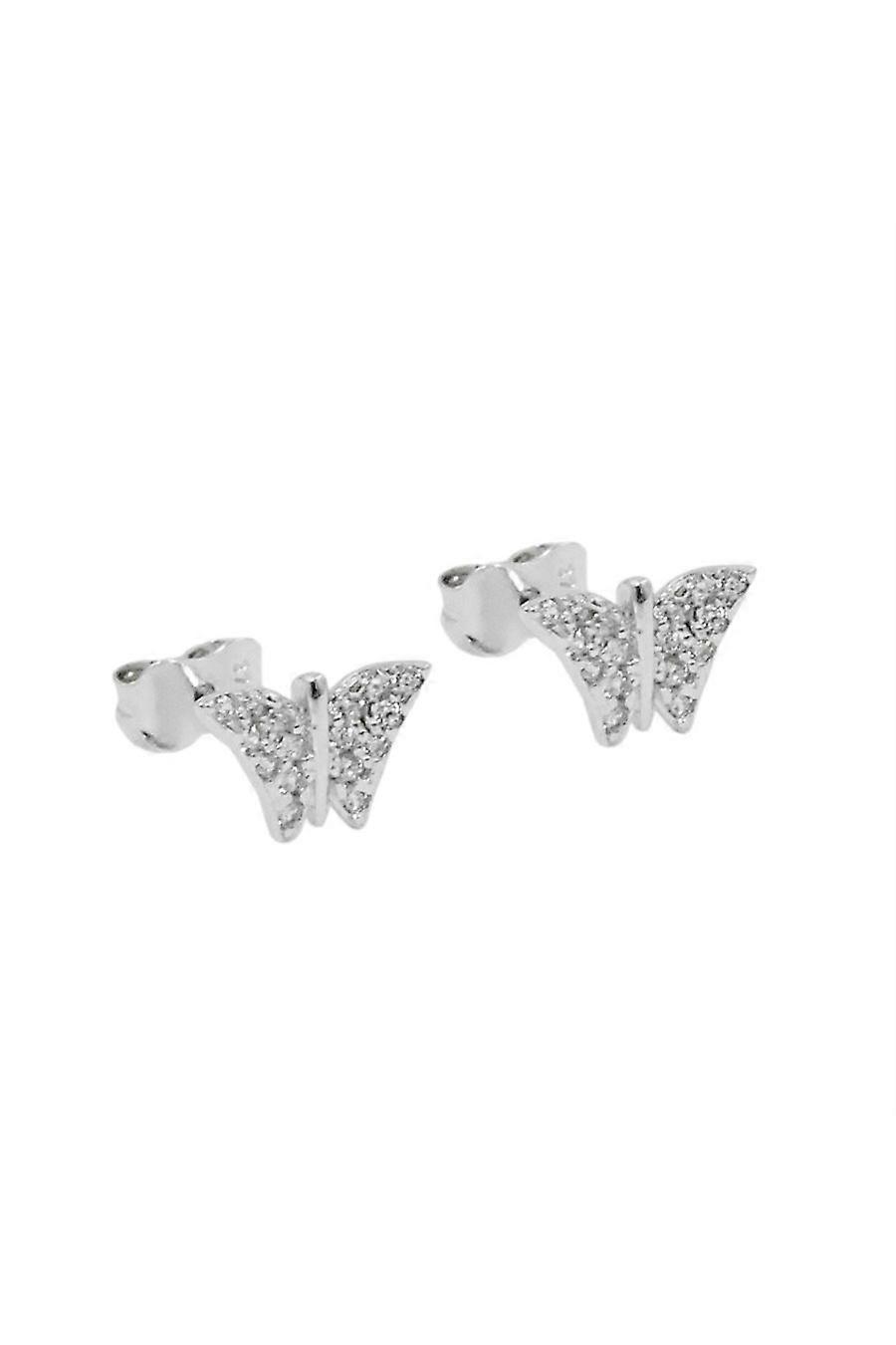 Stud Earrings 6x9mm Butterfly 9k White Gold - Gl431456