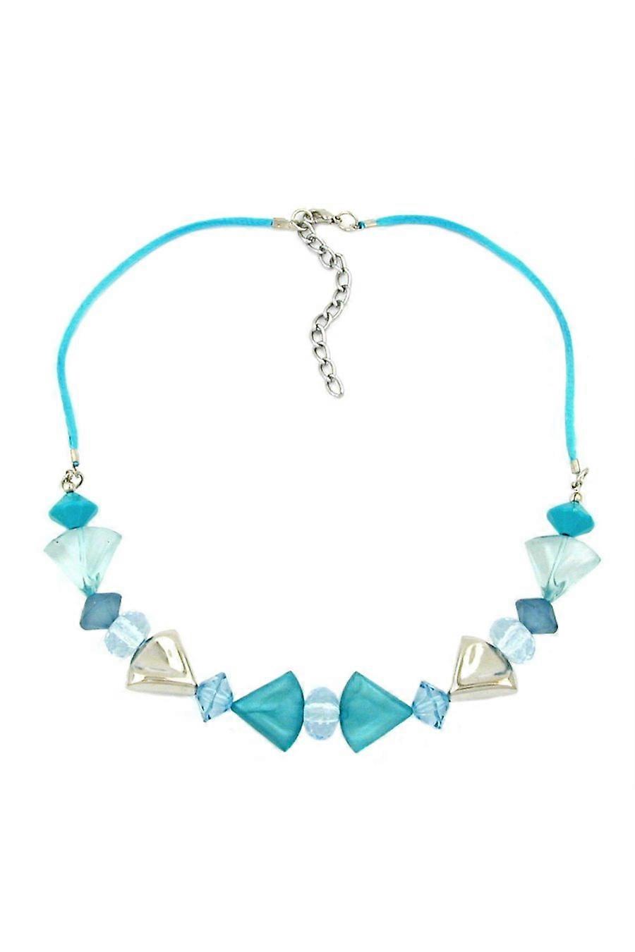 Necklace Turquoise-blue/silver Colored Various Beads - Gl00539