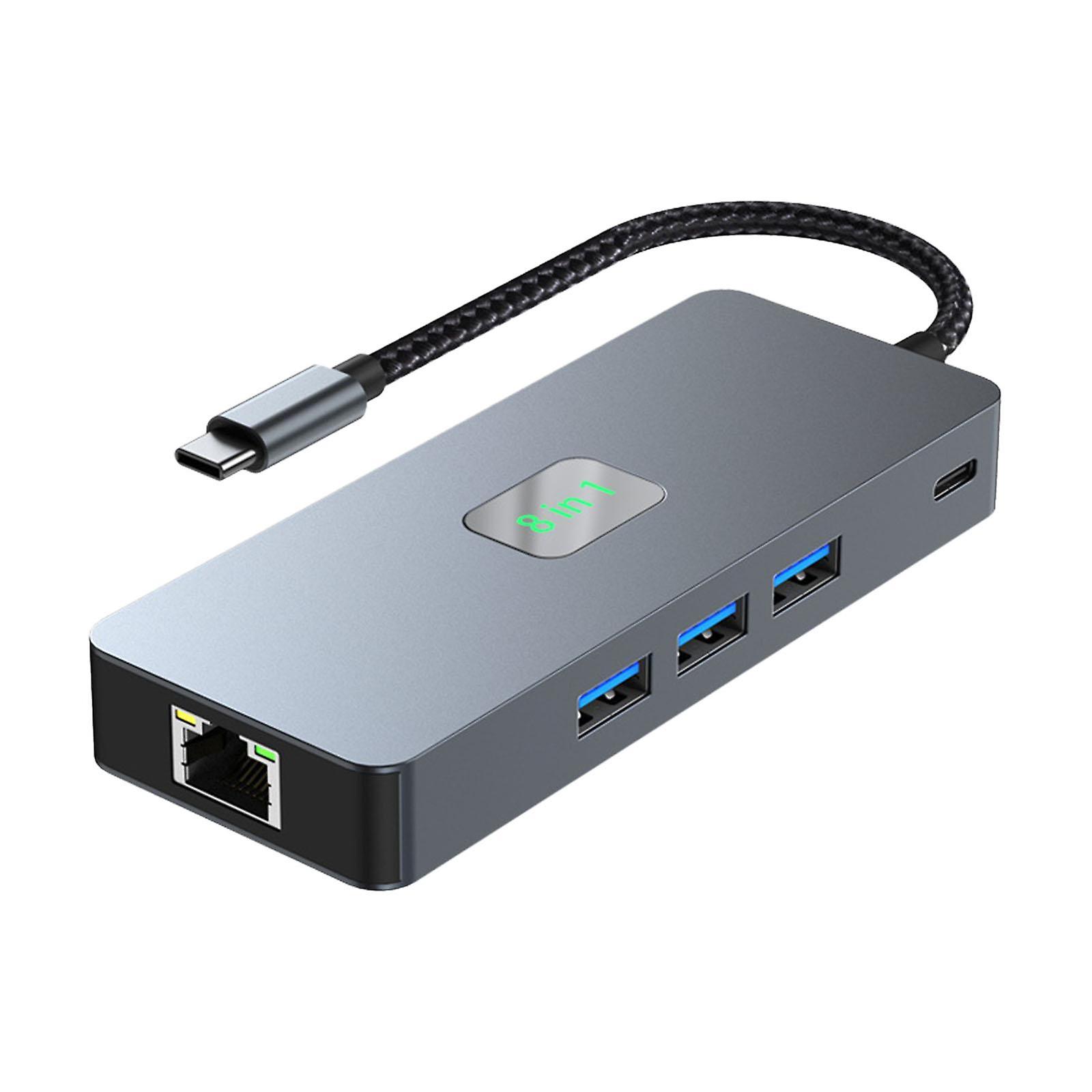 USB Hub Laptop Docking Station Aluminum Alloy 8 USB Ports 4K/120Hz Audio Output Multiport Adapter USB Docking Station