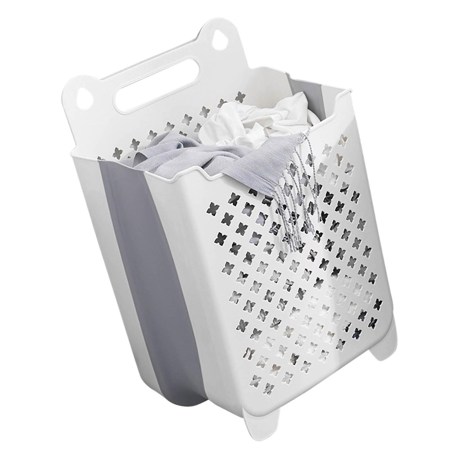 Wall Mounted Collapsible Laundry Basket Large Capacity Hanging Folding Laundry Hamper for Home White XL 