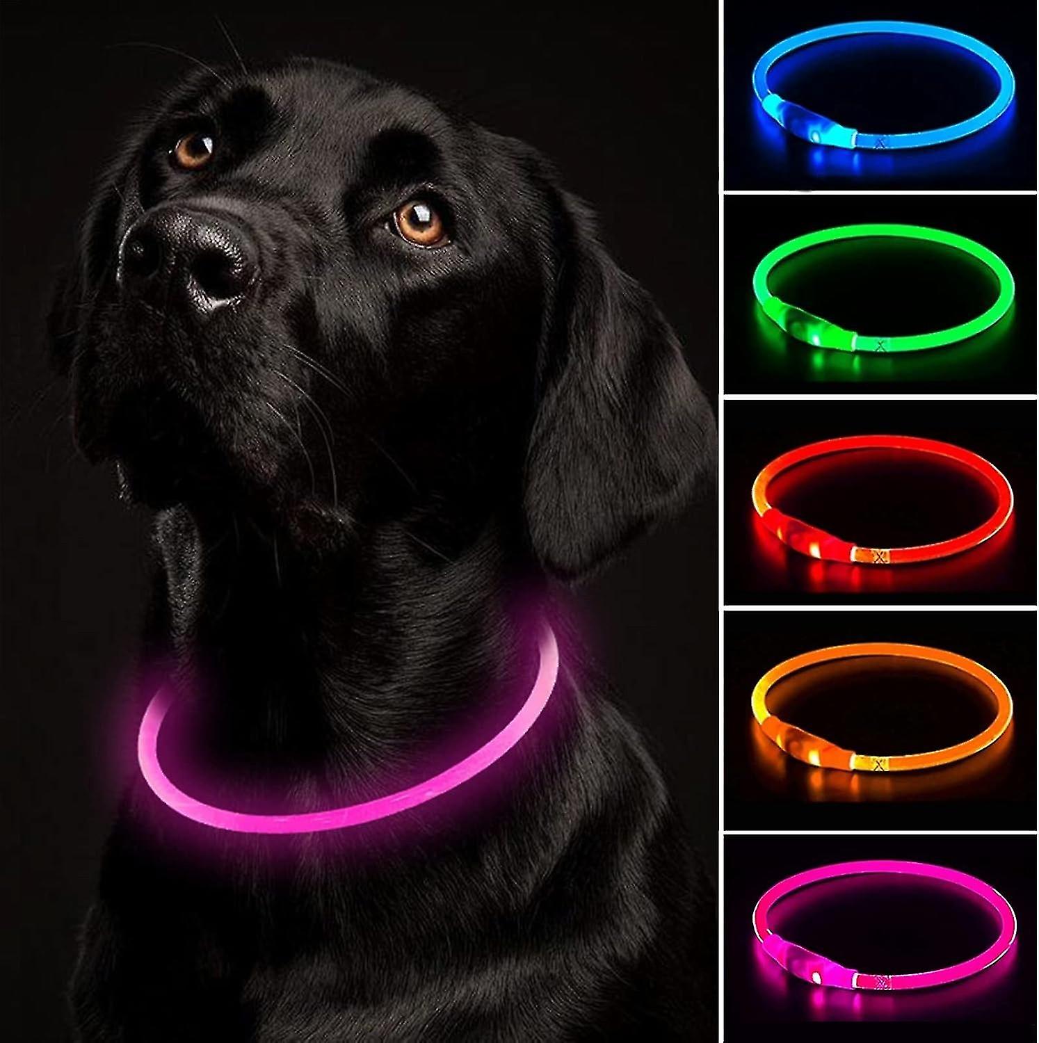 USB Rechargeable Light Up Dog Collar Flashing Collar Adjustable Length, Cuttable Waterproof Flashing