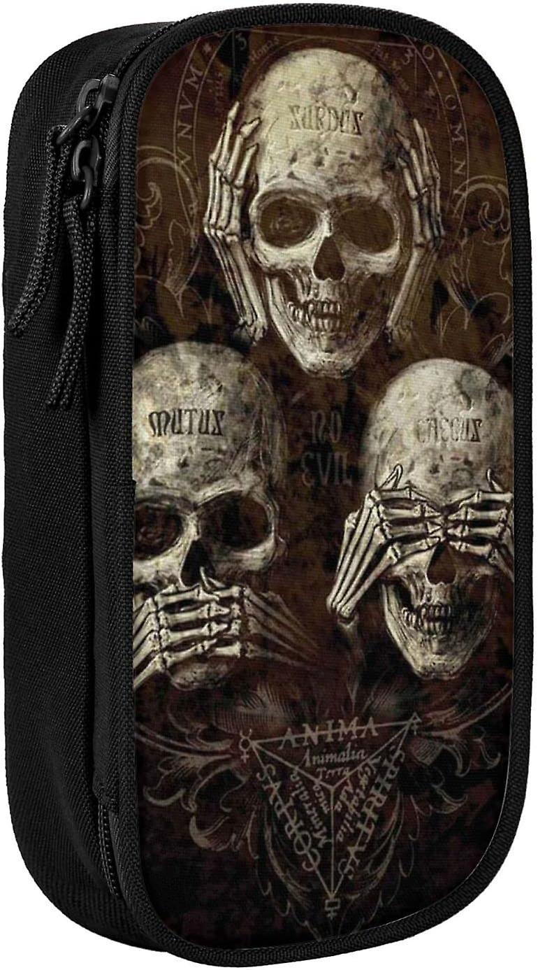 مقلمة كبيرة السعة القلم حقيبة حقيبة علامة حامل منظم مع كلية مكتب سحاب - لا استمع انظر التحدث الجمجمة91312