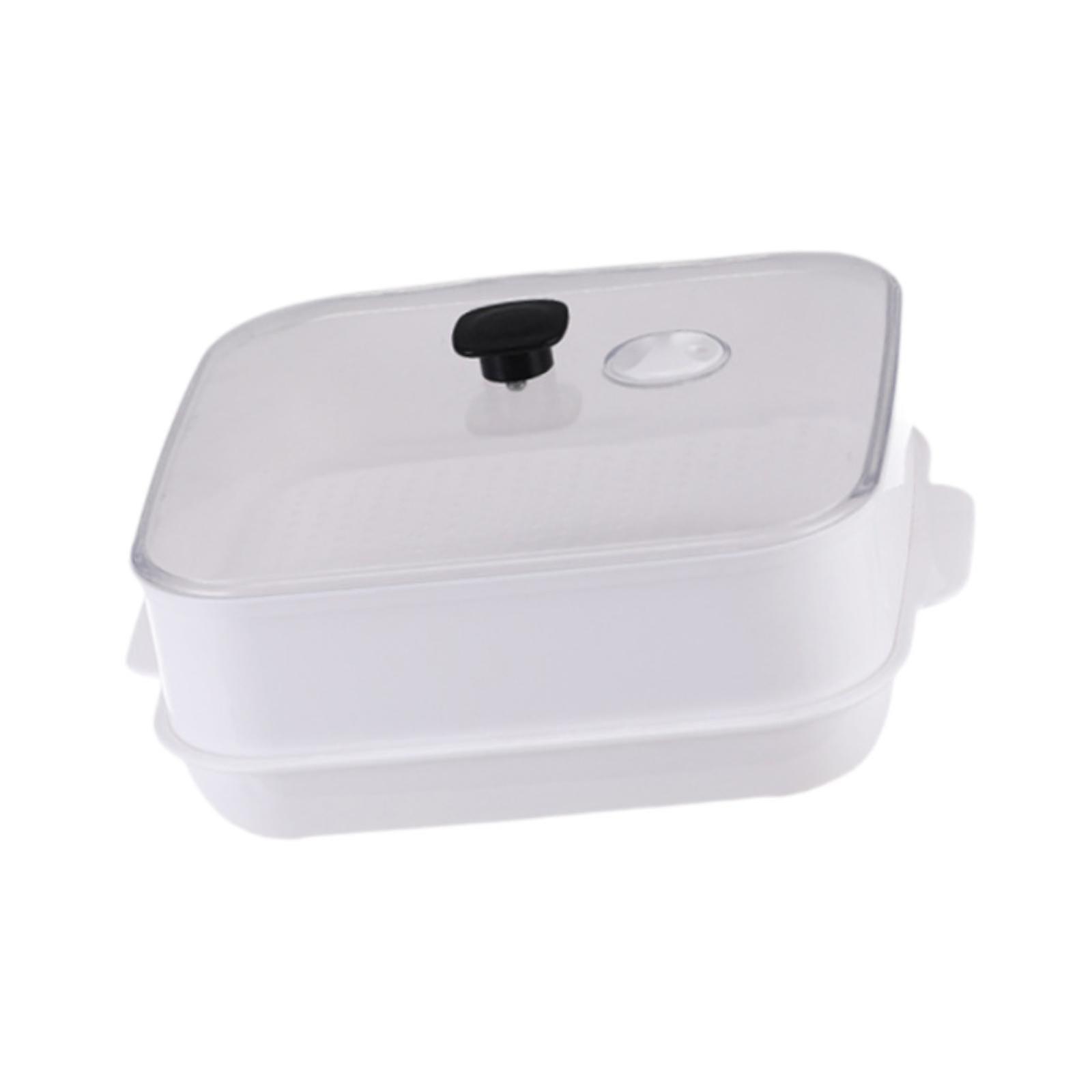 Square Microwave Steamer Cooking Pot with Lid Practical for Home Office Soup Single Layer