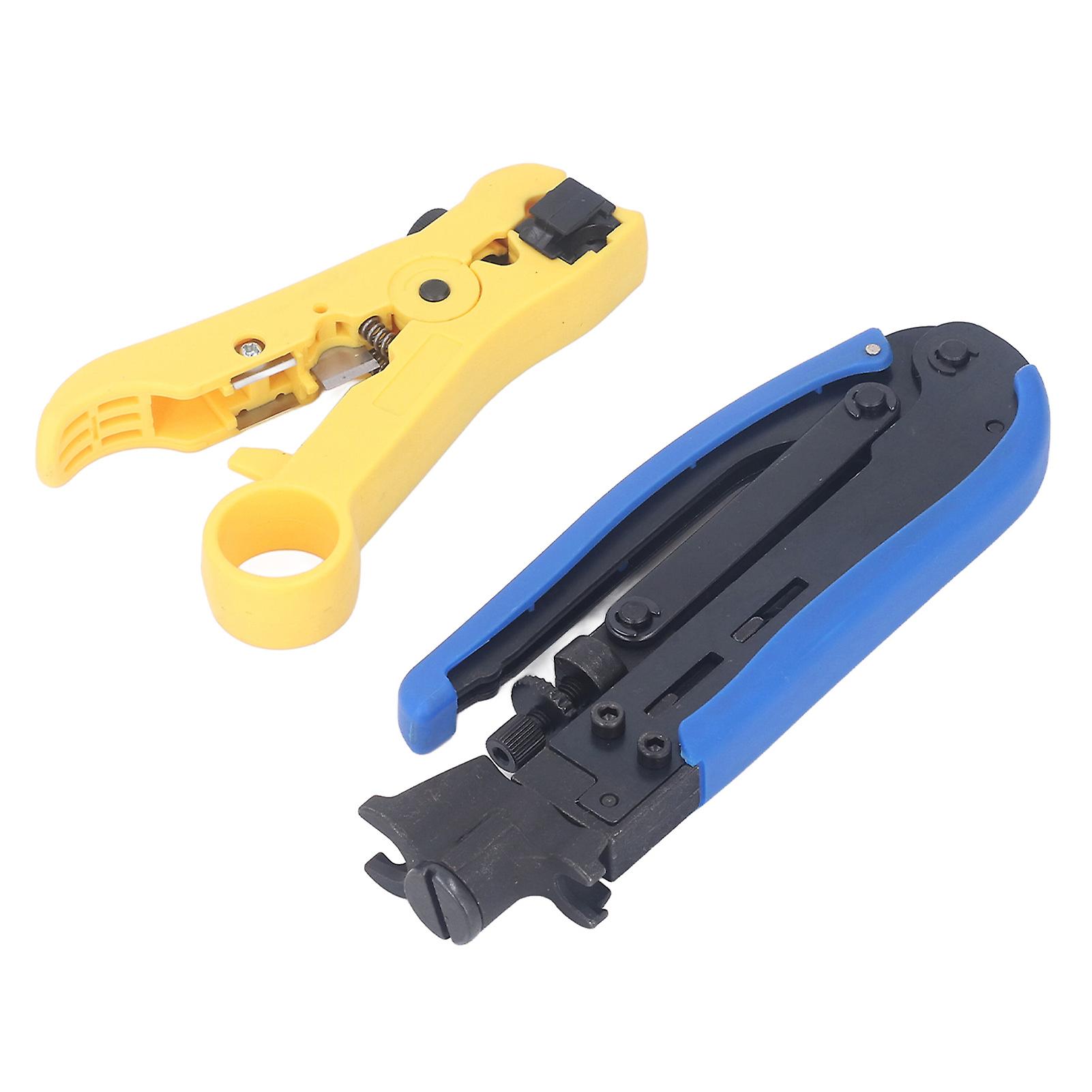 Coax Crimper Tool Kit for Cable Compression with Stripping Tool Wire Stripper 10pcs Connector