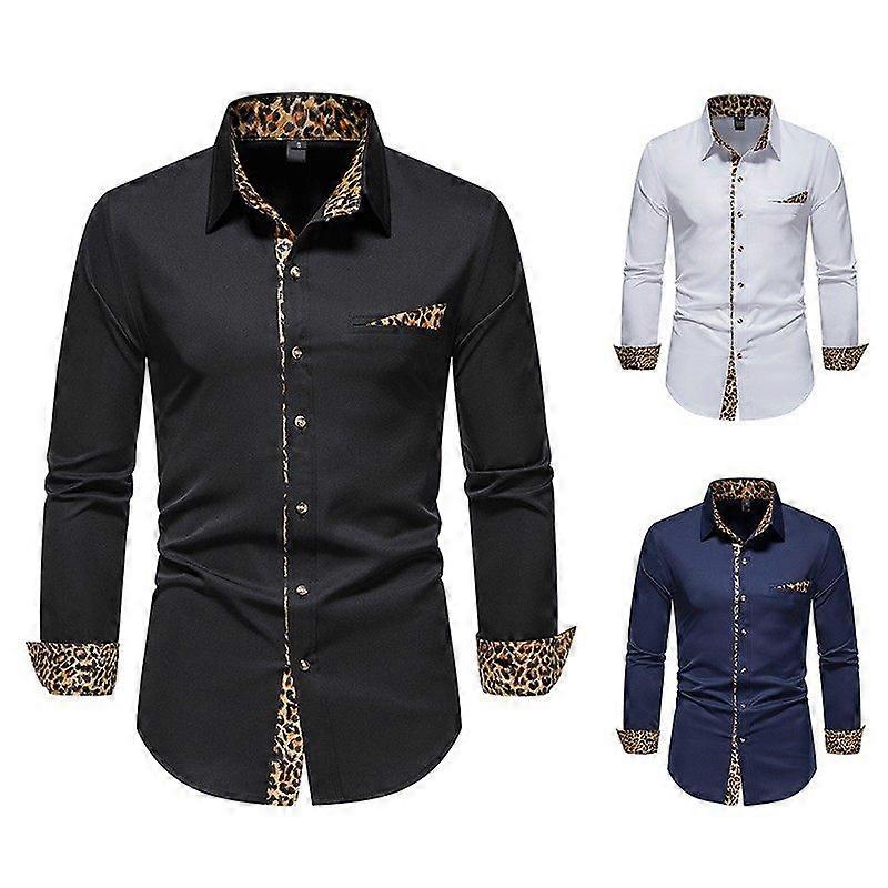 Top camicia leopardata calda casual slim leopardata da uomo