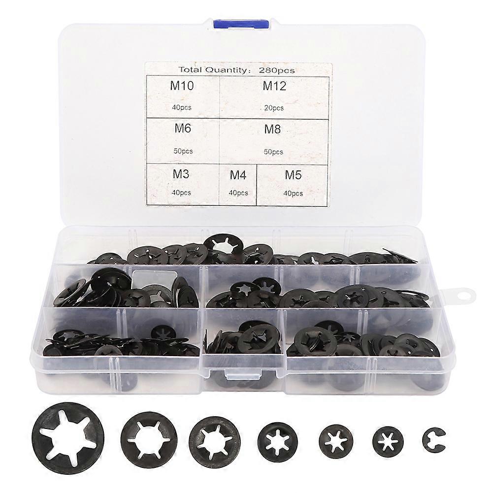 280pcs Internal Tooth Lock Washer Fastener Push On Speed Washer Gasket M3 M4 M5 M6 M8 M10 M12
