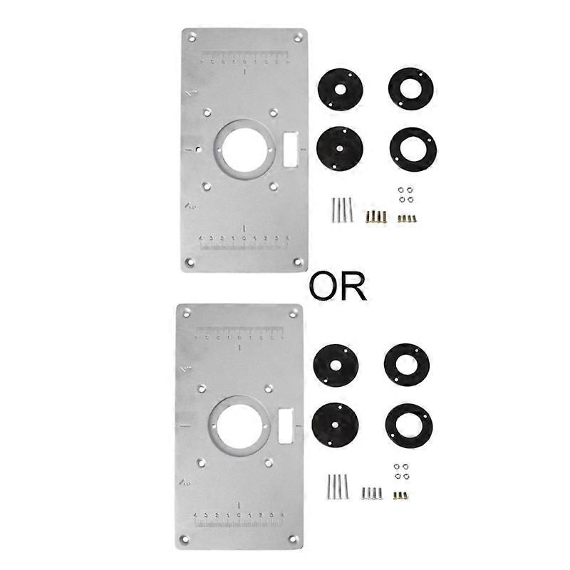 Aluminum Router Table Insert Plate w/ 4 Rings Screws For Woodworking Benches