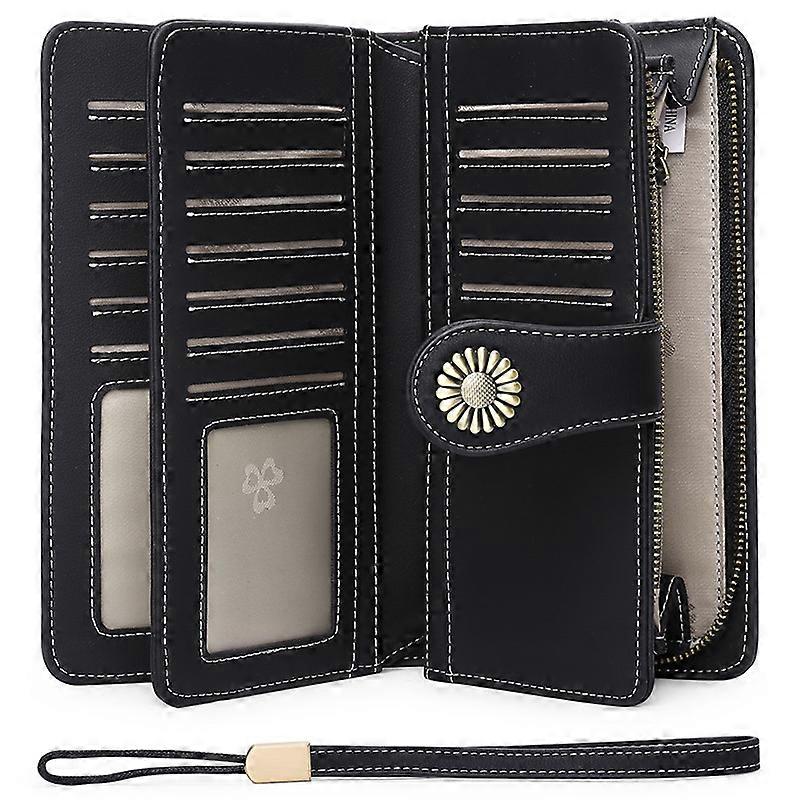 Women's Leather Wallet Large Capacity Women's RFID Blocking Coin Purse, Large XXL Women's Wallet with Card Slots and Zipper