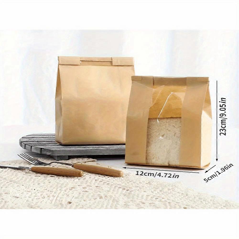 10pcs 4 Sizes Premium Bakery Packaging Bags With See-Through Window - Ideal For Bread, Cookies, Snacks | Includes Free Stickers For Custom Seal - Perf