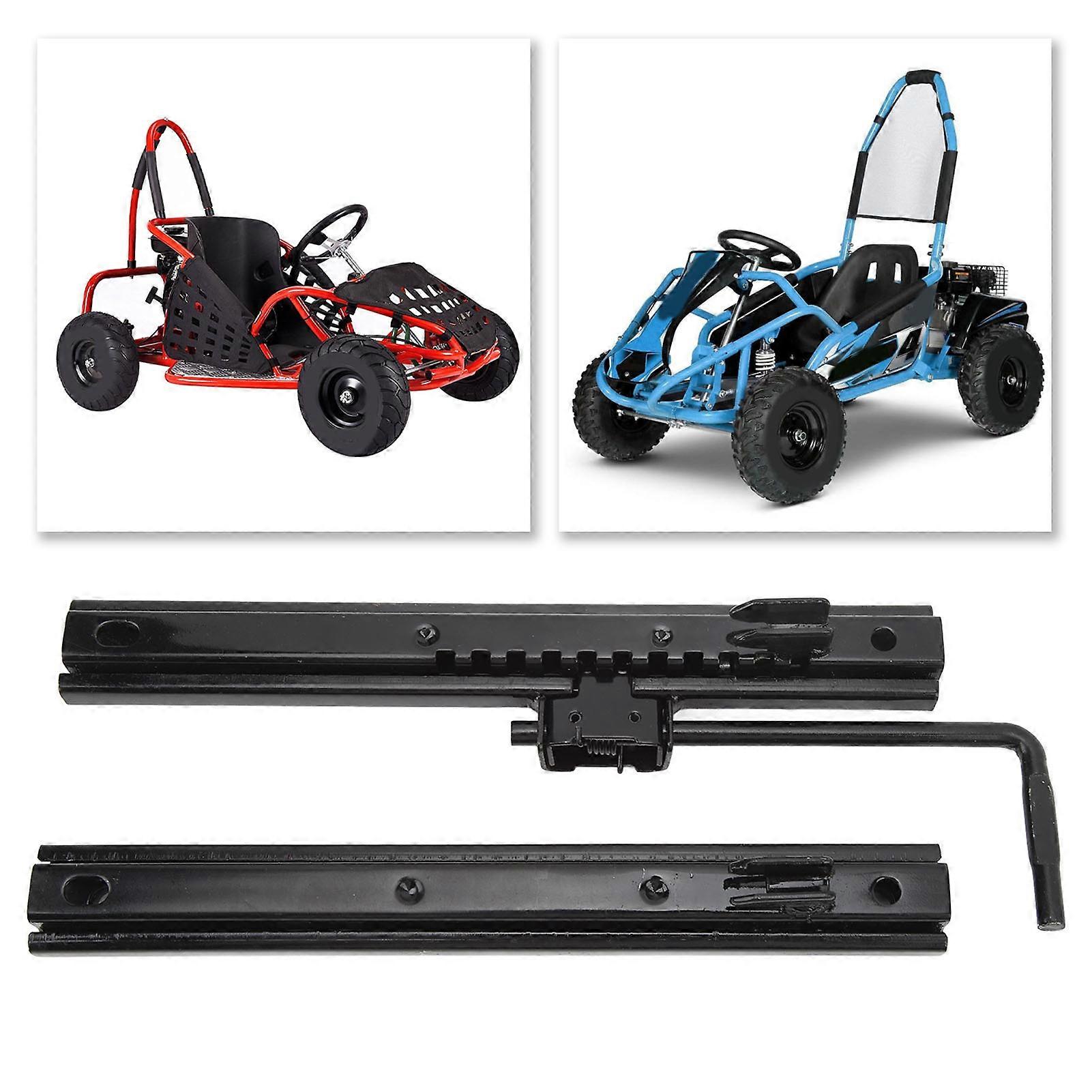 2-Piece Steel Seat Slider Track Kit - Adjustable Forward/Back Sliding Rails For Go-Karts & UTVs