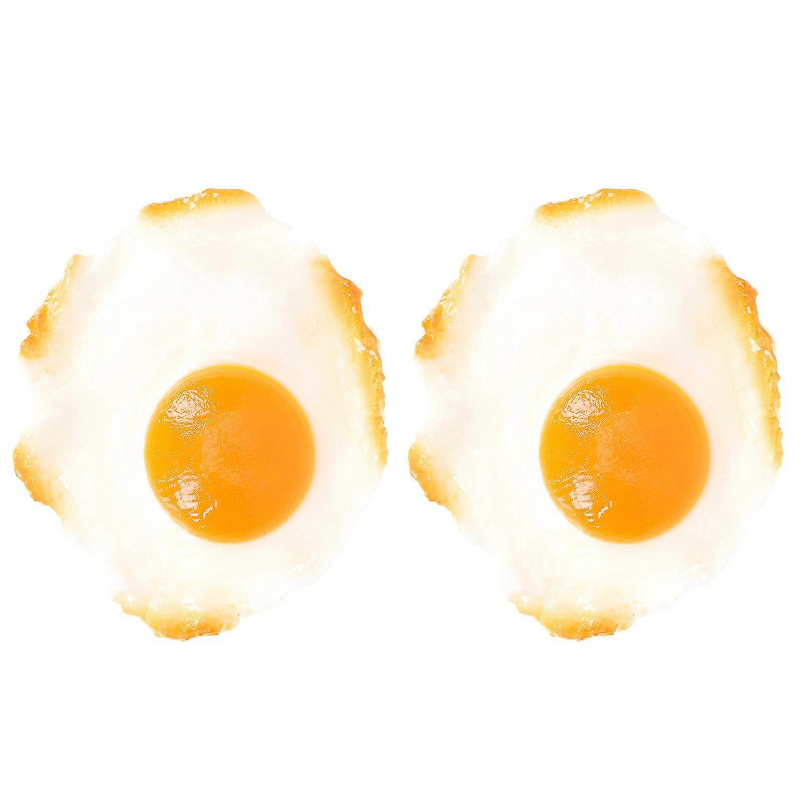 2Pcs Creative Lifelike Fake Fried Egg Ornaments Photo Props Trick Props