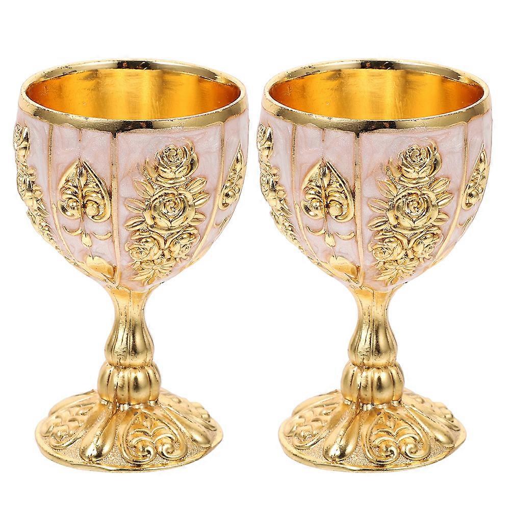 2pcs European Style Wine Cups Retro Wine Goblets Whisky Cups Banquet Cups