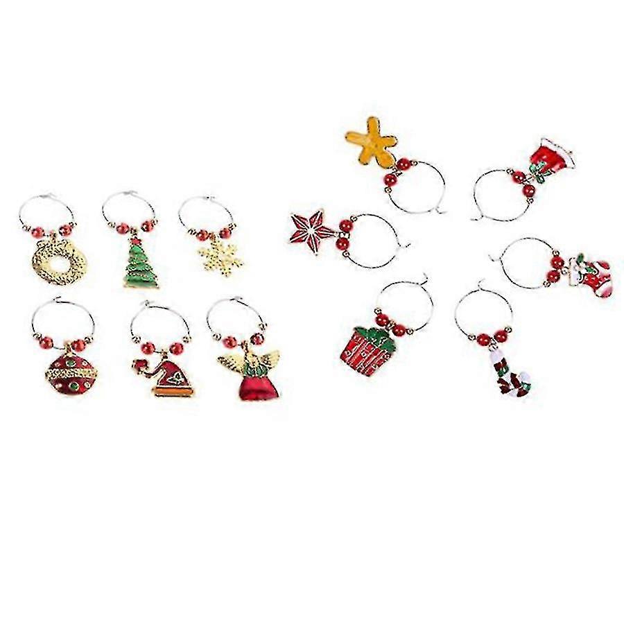 12-pack vinglass sjarm - Christmas tema vinglass markører