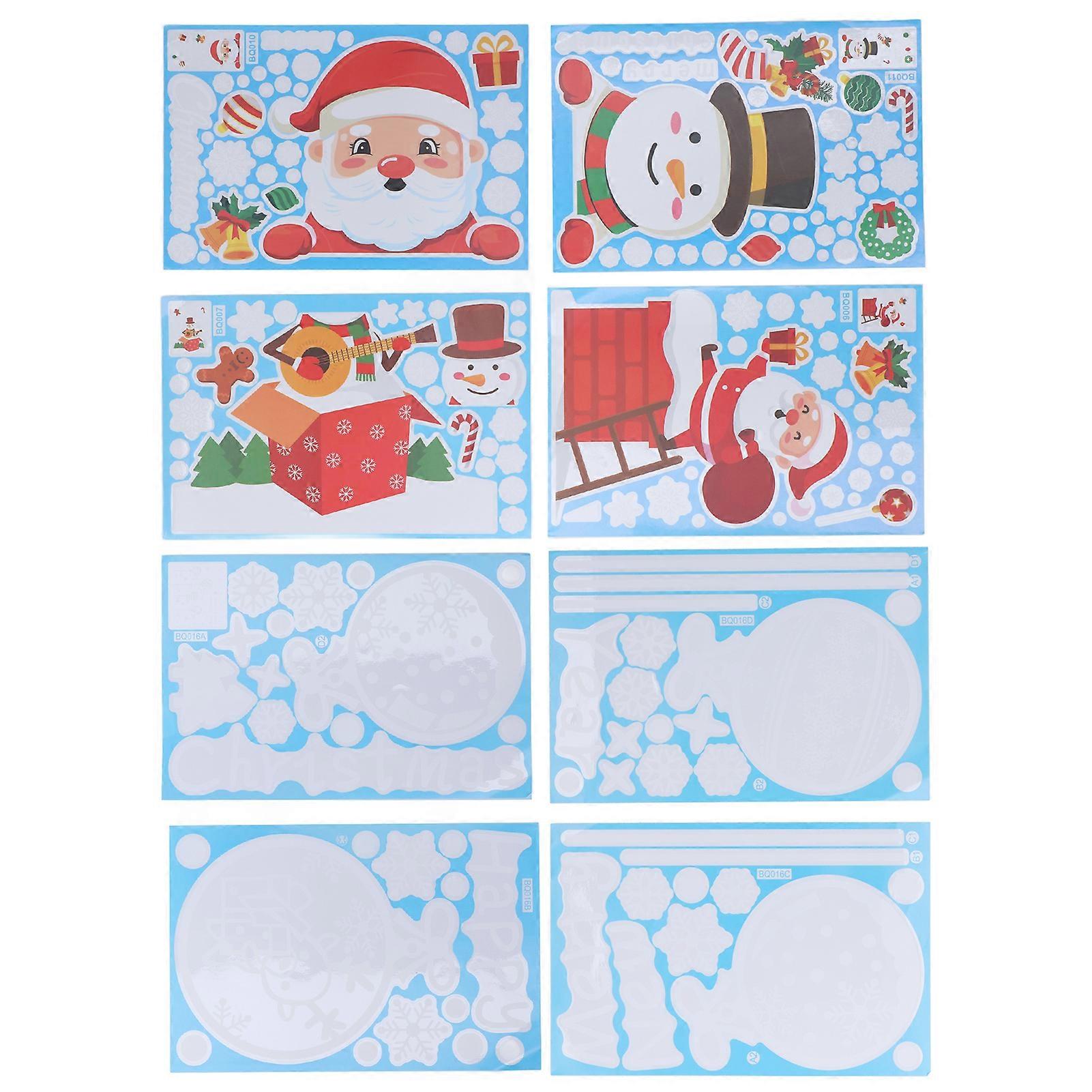 8Pcs Christmas Stickers Cute Patterns Easy to Use Environmentally Friendly Xmas Window Decals for Home Decor