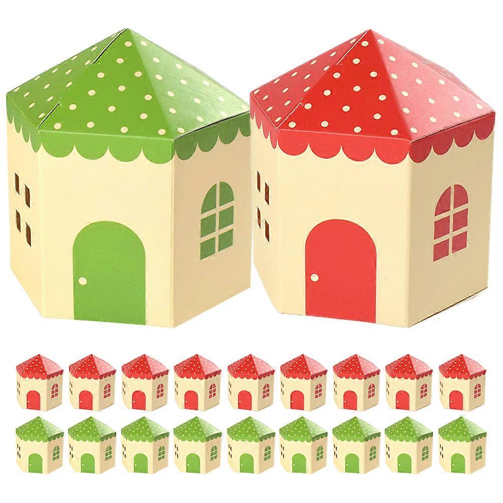 20Pcs Decorative Packing Boxes Paper Gift Boxes House Shaped Chocolate Candy Boxes Present Boxes