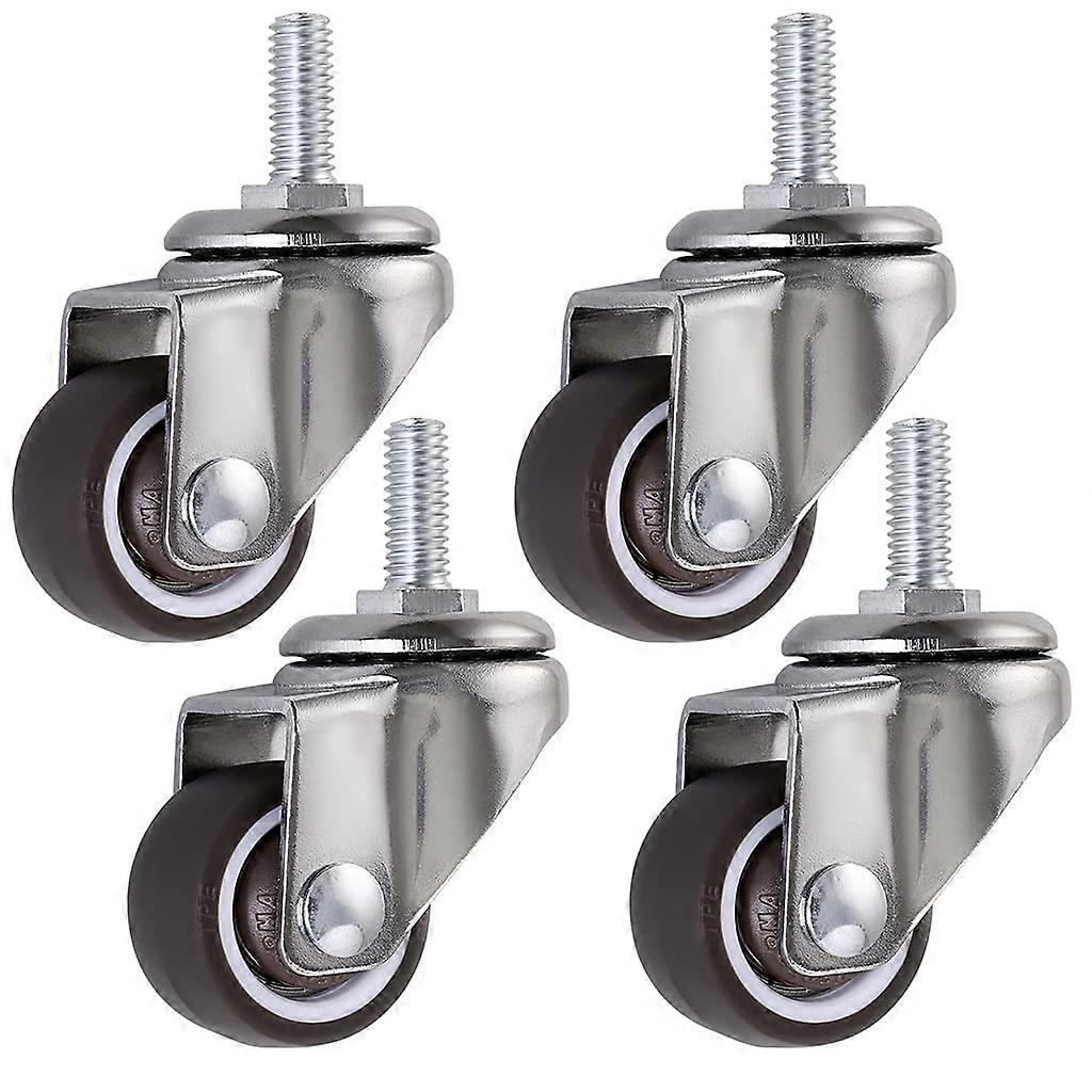 4 Pcs Swivel Wheel, 25Mm Stem Furniture Casters In M615, Rubber Swivel Castors, For Carts, Trolley, Cot, Cabinet, Table, Loading Capacity 15Kg Per Whe