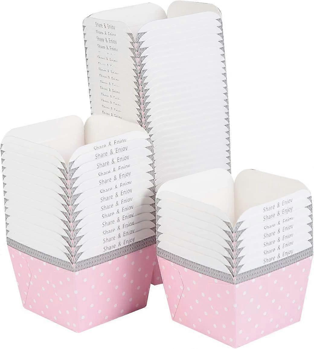 100pcs Paper Baking Cup Small Square Cake Wrappers Cupcake Liners (Pink)