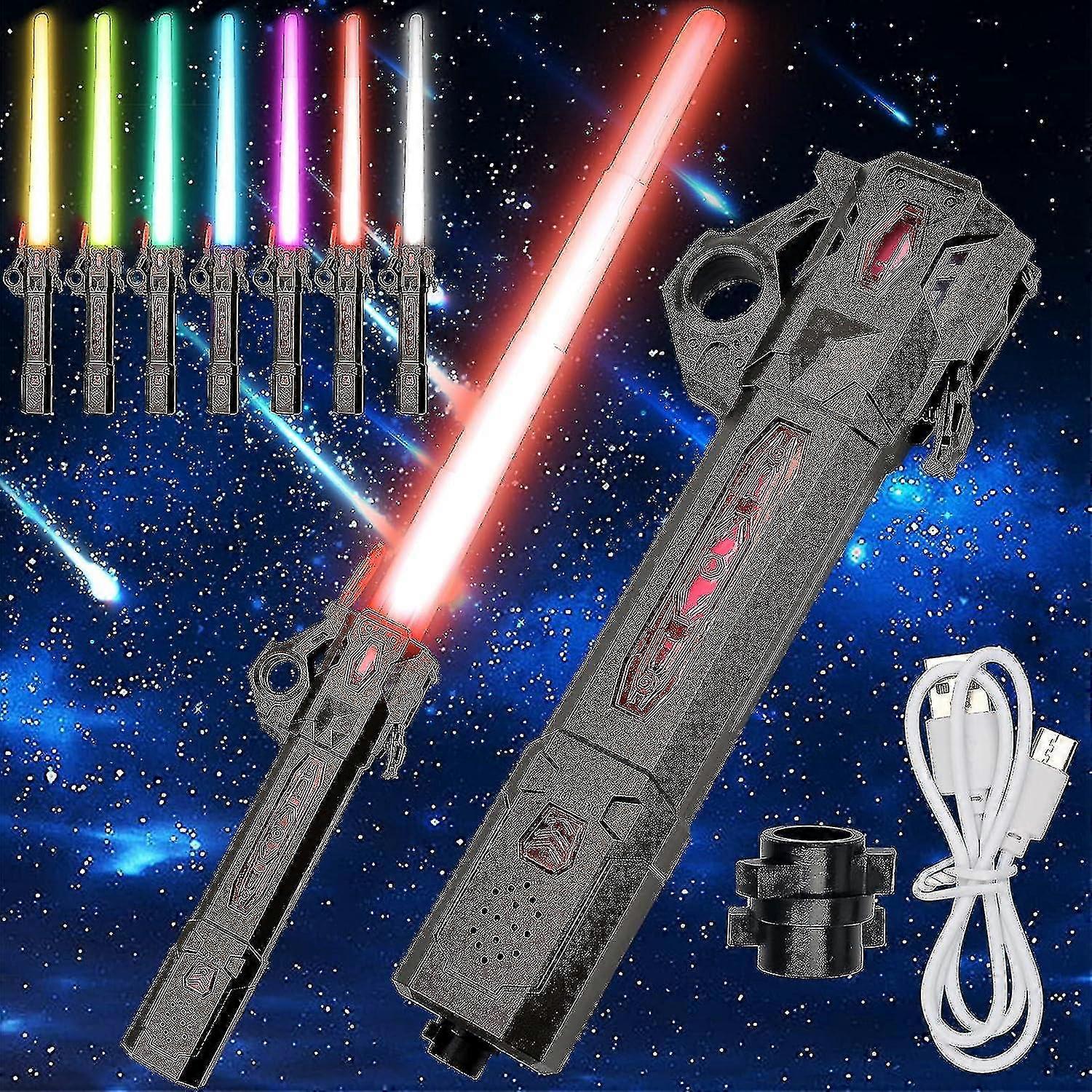 Lightsaber - سيف ضوئي قابل للسحب مع صوت - RGB 7 ألوان و 4 أوضاع ، Lightsaber للأطفال ، الأولاد والبنات والأطفال لعبة السيف الضوئي القابلة للسحب هالوين C